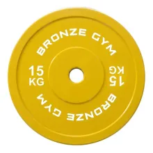 Диск олимпийский BRONZE GYM тяжелоатлетический желтый (15 кг)