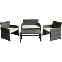 Комплект садовой мебели National Tree Company ротанг GM-M77 (4 предмета, темно-серый)