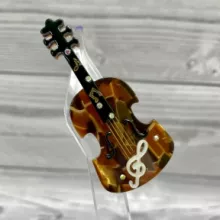 Бижутерия брошь для музыканта "Скрипка" 6.5 см Цвет Янтарный ОПТОМ