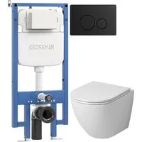 Унитаз подвесной Grossman GR-4455SQ 900.K42.01.000 Style 700.K45.05.21M.21M (черный матовый)