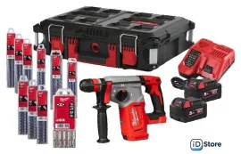 Перфоратор Milwaukee M18 BLHX100P-502P 4933498243 (с 2-мя АКБ, кейс, набор оснастки)