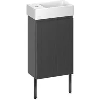 Мебель для ванных комнат Wellsee Тумба под умывальник 3 в 1 WC Area 221802006 (тумба/матовый темно-серый, раковина/глянцевый белый, ножки/матовый черный)