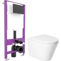 Унитаз подвесной Saniteco KW-9005W Triton Pro EVO815N (с кнопкой черный, матовый)