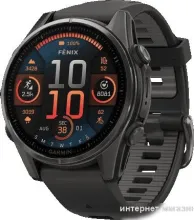 Умные часы Garmin Fenix 8 Sapphire 43мм (титановый угольно-черный DLC, пепельно-серый ремешок)