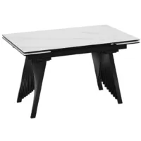 Кухонный стол Трия Шелдон Тип 1 (черный муар/керамика матовая белый мрамор)