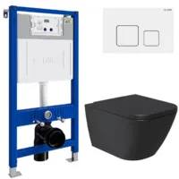 Унитаз подвесной с инсталляцией Lauter Nuremberg 21811B 21901002 (черный, с кнопкой 219702F белый)