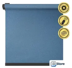 Рулонная электроштора НеоФьюжен Мегаполис 100х250 правая (синий, черная фурнитура)