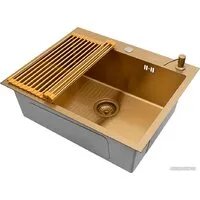 Кухонная мойка ARFEKA ECO AR мойка 600500, роллер-мат, дозатор Gold