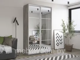 Шкаф-купе Лоял 2-х дверный (Зеркало, 1200) - Бетон (1,2м)