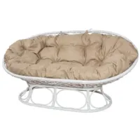 Диван садовый M-Group Мамасан Home / 12880101 (белый ротанг/лен подушка)