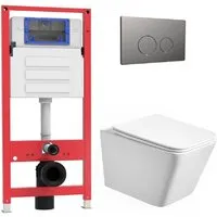 Унитаз подвесной Oliveeka OL-MQ-003 OL-5014 OL-R22-BGM (матовый оружейный металл)