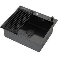 Кухонная мойка ARFEKA ECO AR мойка 600500 POP-UP, роллер-мат, дозатор BLACK DECOR MILLET GRAINS