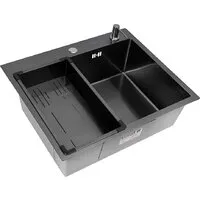 Кухонная мойка ARFEKA Eco AR мойка 600500, коландер G, дозатор Black