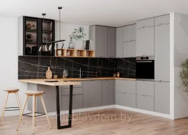 Кухня угловая Арка 3.05х2.6м - Штукатурка серая (ДСВ Мебель)