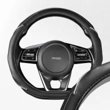 Оплетка D-тип экокожа M (37-39 см) SKYWAY Design Drift-2 Черная/серая, серая стр.