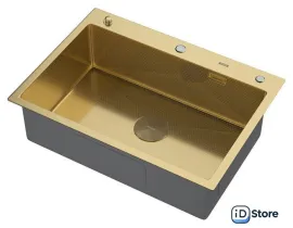 Кухонная мойка ARFEKA ECO AR 700500 POP-UP GOLD PVD NANO DECOR