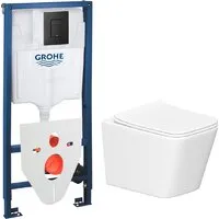 Унитаз подвесной Lauter Square 214903 GROHE Solido 38811KF0 GROHE 37131000 (прямоугольная, черный)
