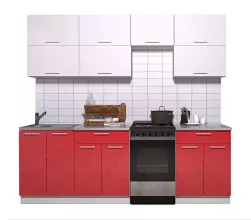 Кухня Мила Глосс МДФ прямая глянцевая 2,3 метра белый красный