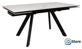 Кухонный стол Аврора Монако New 1600/2240x900 (камень белый Greys White/черный матовый)