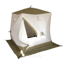 Палатка зимняя куб СЛЕДОПЫТ "Premium" 2,1х2,1 м, 4-х местная, 3 слоя, цв. белый/олива