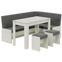 Обеденная группа Трия Пекин (дуб крафт белый/микровелюр Duna Steel)