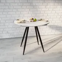 Кухонный стол ВВР Элип (дуб крафт белый/черный конус, ЛДСП)