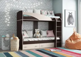Кровать двухъярусная Мийа Венге - Дуб молочный