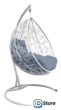 Подвесное кресло M-Group Капля 11020109 (белый ротанг/серая подушка)