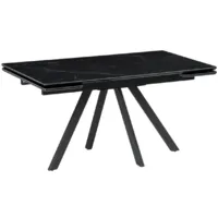 Обеденный стол Notta Вилли 140/200х80х75 (черный мрамор/черный )