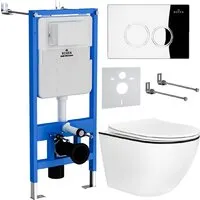Унитаз подвесной Roxen Antares Black в комплекте с инсталляцией StounFix Dual Fresh 6 в 1 964658 (кнопка хром глянец)