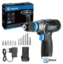 Дрель-шуруповерт Deko DKCD12V PRO 083-1004 (с 2-мя АКБ 1.5Ач, кейс)