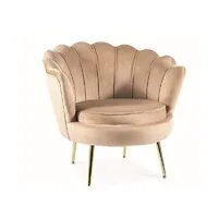 Интерьерное кресло Signal Camellia Velvet Bluvel 28 (бежевый/золотой)