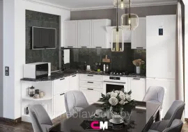 Кухня угловая Альфа 1.9х2.2 м - Холст белый (Стендмебель)