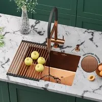 Кухонная мойка Roxen Uno 560210-54BR-GR бронза/текстурная PVD покрытие (с ролл-матом и дозатором)