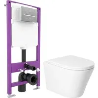 Унитаз подвесной Saniteco KW-9005W Triton Pro EVO815N (с кнопкой хром)