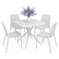 Обеденная группа Sheffilton SHT-DS205 (белый/хром лак)