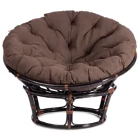 Кресло садовое TetChair Papasan 23/01 W с подушкой и ремешками (античный черный/коричневый)