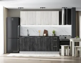 Кухня Оля МДФ 1,8м Санторини белый - Санторини черный