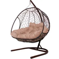 Подвесное кресло M-Group Добрыня / 11460201 (коричневый ротанг/бежевая подушка)
