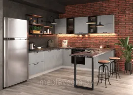 Кухня угловая Лофт 2.6х2.6м - Штукатурка серая (ДСВ Мебель)