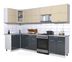 Угловая кухня Мила Глосс 1,2х2,9м. (с учетом плиты на 60см)