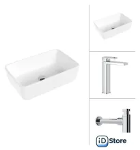 Умывальник Lauter 21674A Cascade 21СК0655C с сифоном 21635CH (хром)