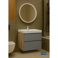 Мебель для ванных комнат Vela Тумба под умывальник Vela Мира Лайт 60П под Classica (дуб/серый мат) TU64275