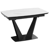 Кухонный стол Трия Трэвис Тип 1 раздвижной (черный муар/керамика матовая/белый мрамор)