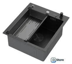 Кухонная мойка ARFEKA Eco AR мойка 450500 POP-UP, коландер G, дозатор BLACK DECOR