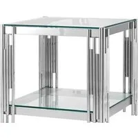 Журнальный столик Stool Group Гэтсби 55x55 EET-027 (прозрачное стекло/сталь серебристый)