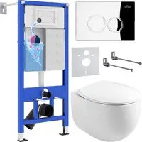 Унитаз подвесной Roxen Egg в комплекте с инсталляцией StounFix Dual Fresh 6 в 1 964032 (кнопка хром глянец)