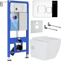Унитаз подвесной Roxen Cube Bidet One Rimless 6 в 1 StounFix Dual Fresh 552245 (кнопка хром)