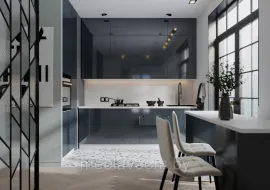 Кухня угловая Эстетик 1.0х2.4м - Силвер (Сурская мебель)