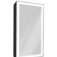 Мебель для ванных комнат Континент Шкаф с зеркалом Mirror Box Black Led 35x65 (левый)